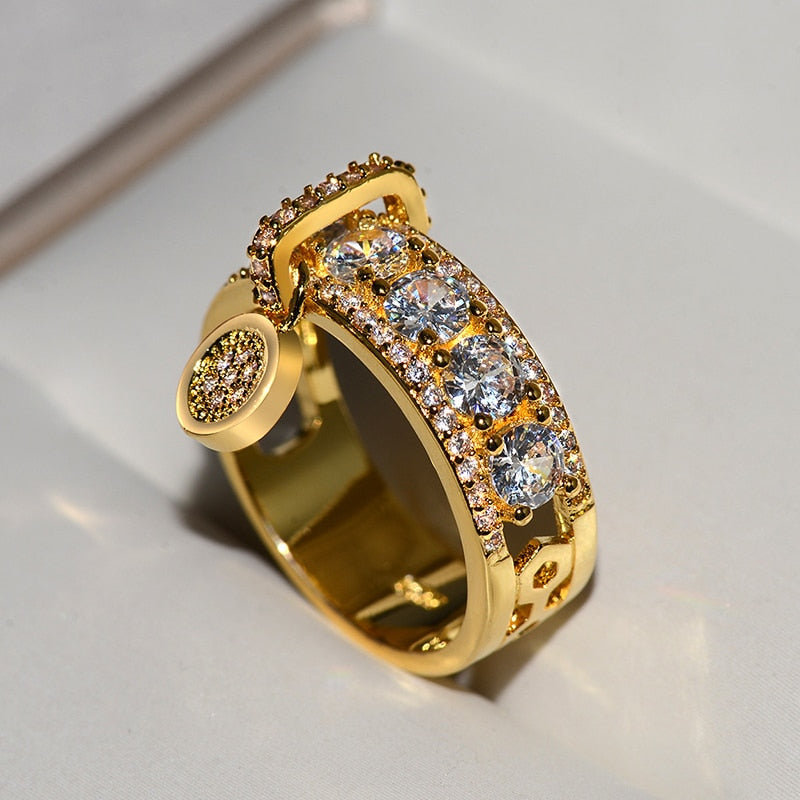 New Arrival Vintage Rose Gold Filled Wedding Rings For Women Fashion Jewelry Luxury White Zircon Engagement Ring