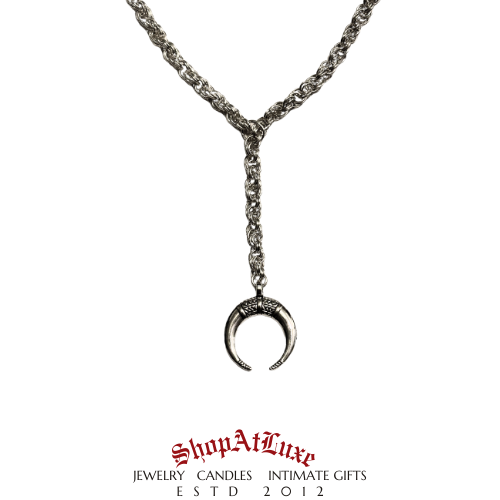 Odin Horn Moon Chainmail Captive Lariat Necklace