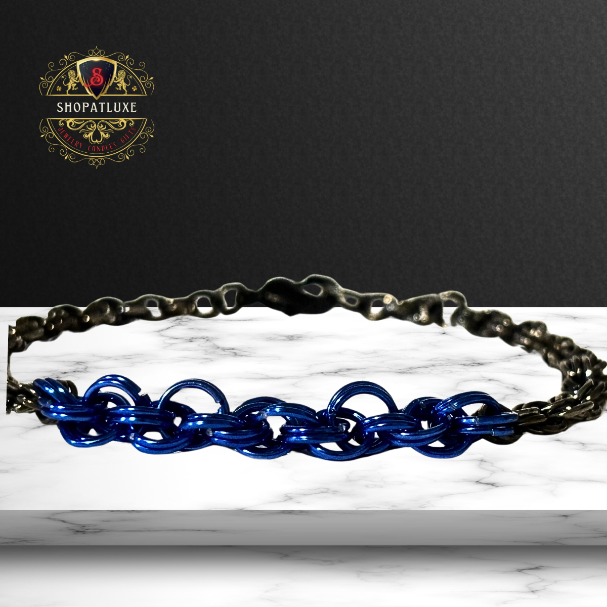 Thin Blue Line Chainmail Bracelet