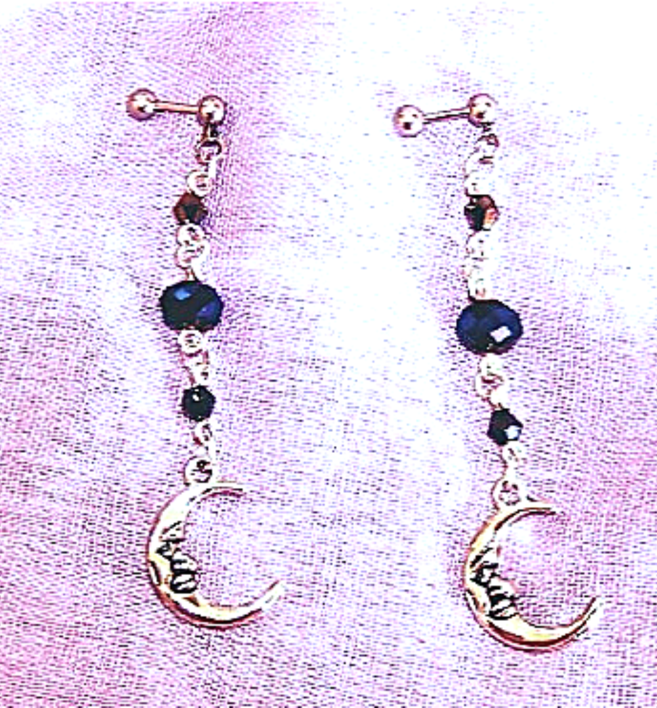 Helix 18g Barbell With Crystal & Crescent Moons
