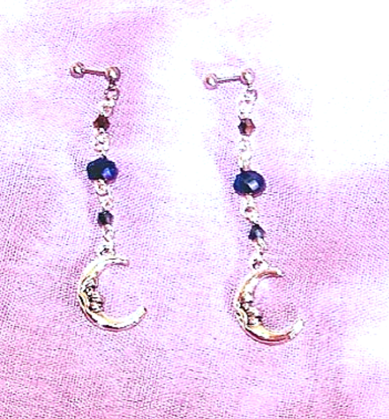 Helix 18g Barbell With Crystal & Crescent Moons