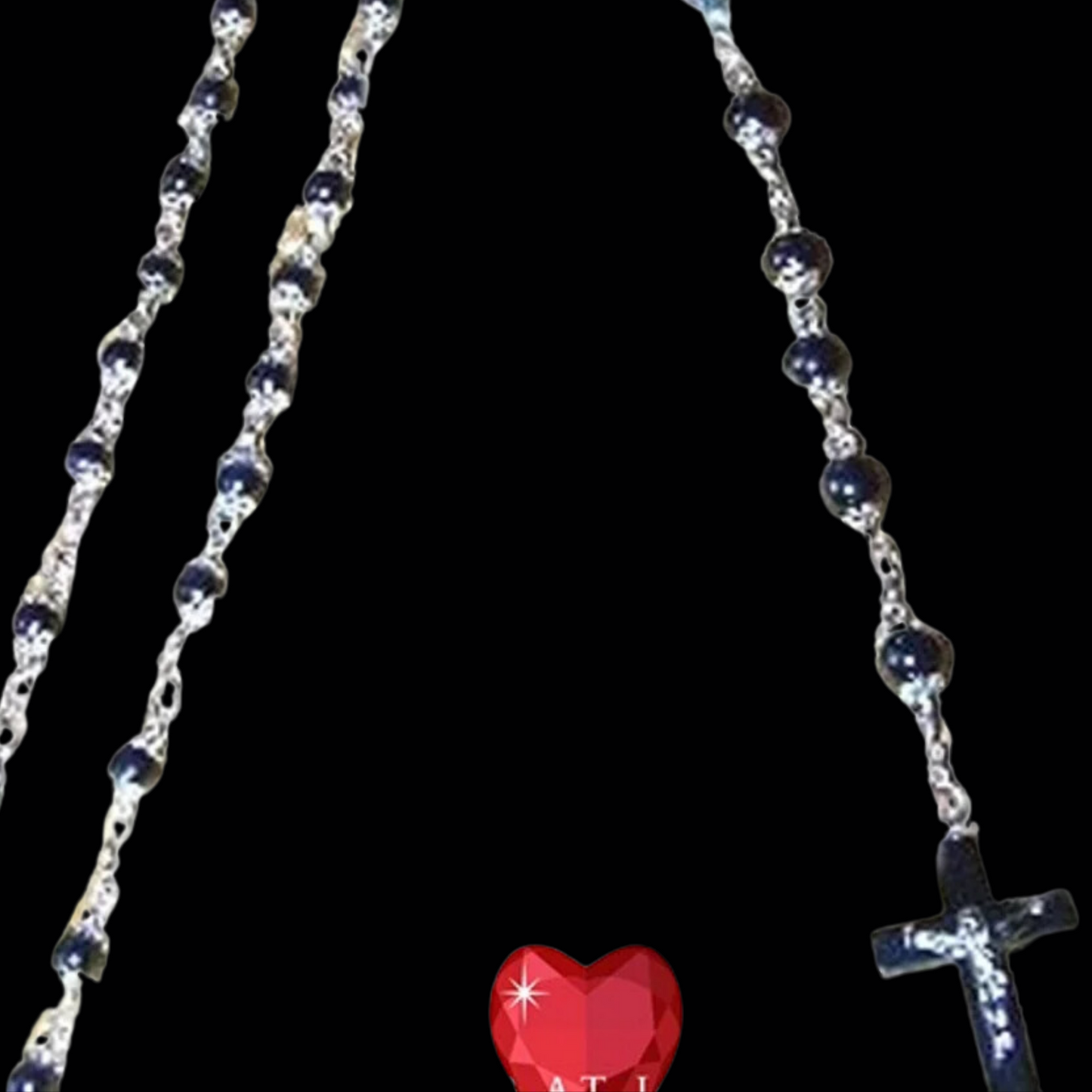 Silver And Hematite Rosary Beads Necklace