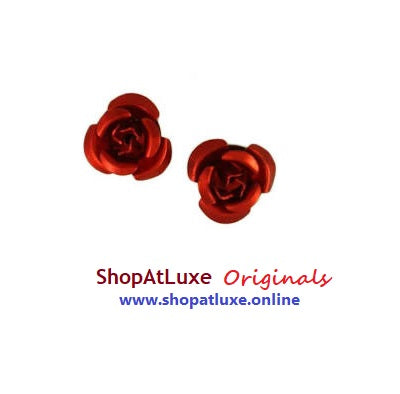 Razzle Dazzle 3D Red Rose Post Earrings