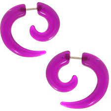 One Pair of 18g Acrylic Spiral Tapers