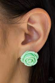 Razzle Dazzle 3D Red Rose Post Earrings