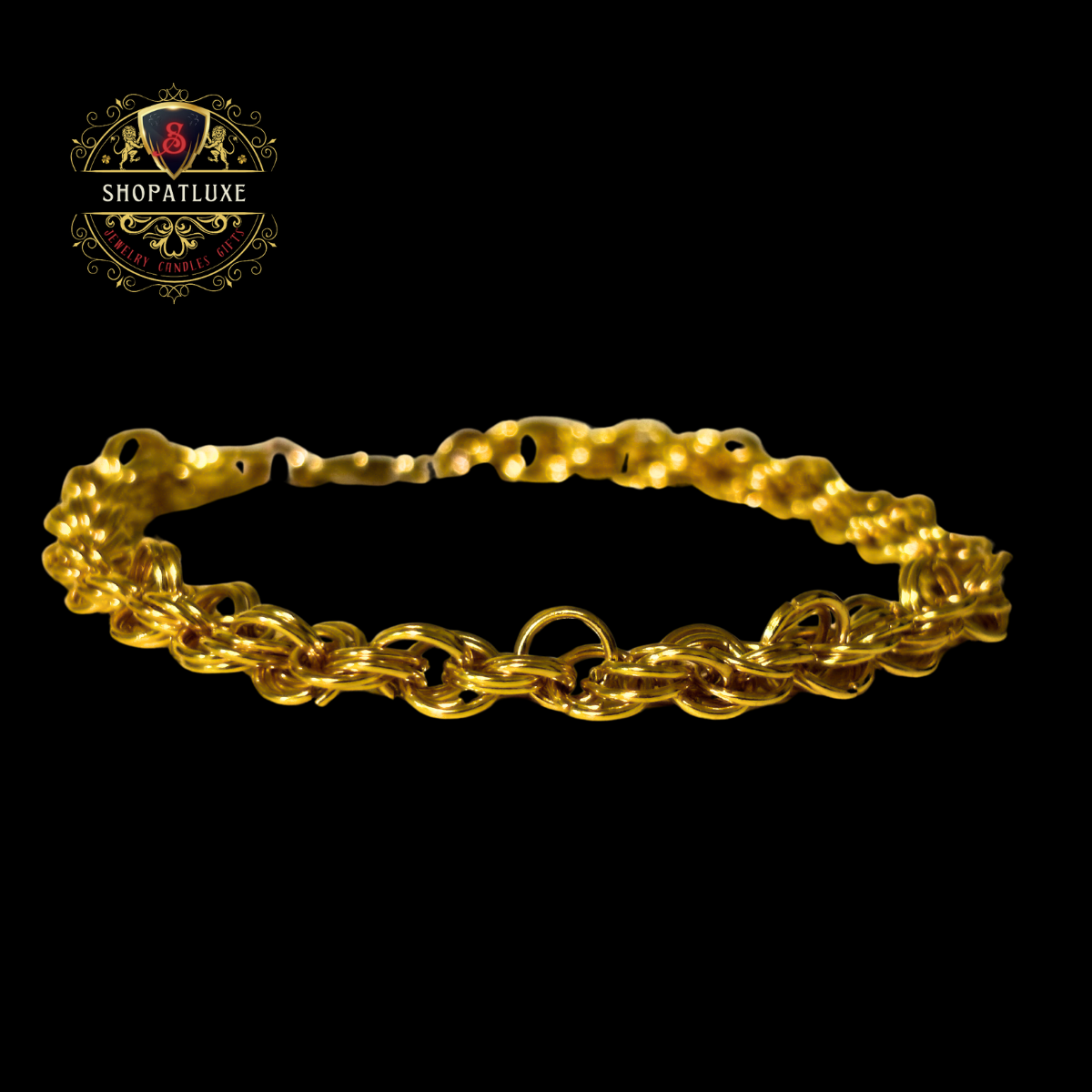 14kt Gold Hand Woven Mens Bracelet