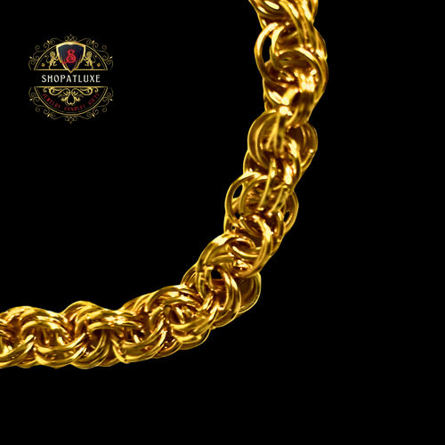 14kt Gold Hand Woven Mens Bracelet