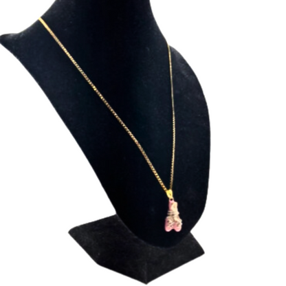 Pink Ballet Slippers 14kt Gold Necklace