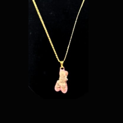 Pink Ballet Slippers 14kt Gold Necklace