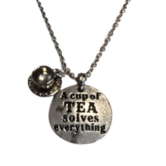 A Spot Of Tea Solves Everything Necklace