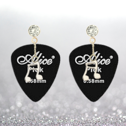 Alice Guitar Pick Earrings With Charms (+8 Colors)