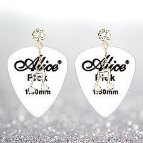 Alice Guitar Pick Earrings With Charms (+8 Colors)