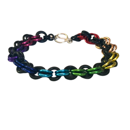 Rainbow Stretch Weave Chainmail Bracelet