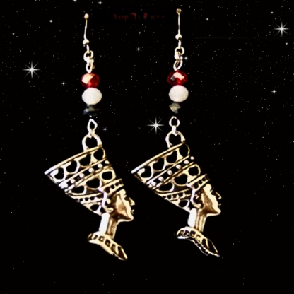 Egyptian Flag Queen Nefertiti Earrings