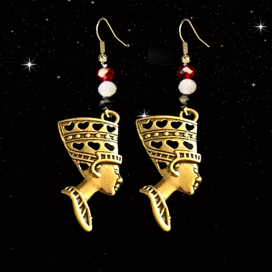 Egyptian Flag Queen Nefertiti Earrings