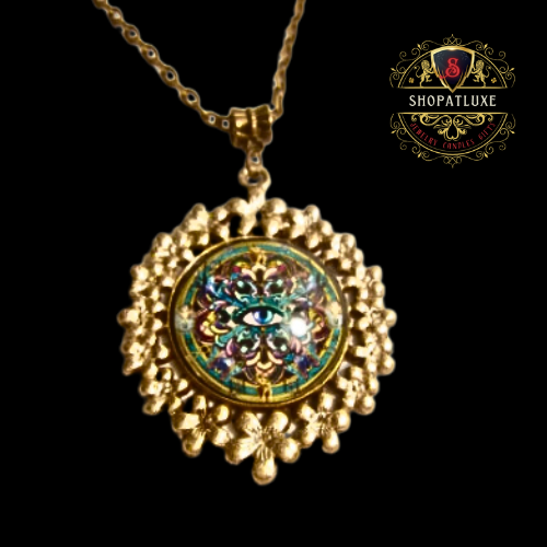 Eye Of Horus Embellished Glass Cabochon Necklace