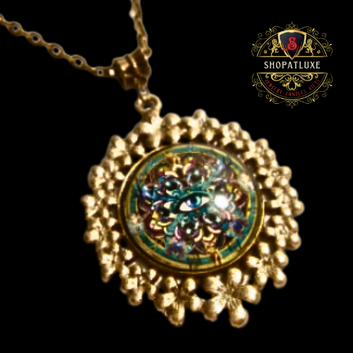 Eye Of Horus Embellished Glass Cabochon Necklace