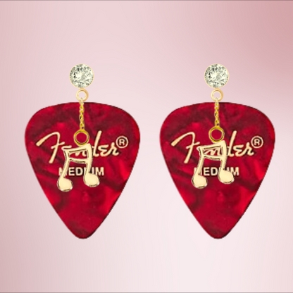 Fender Guitar Pick Earrings With Music Charms