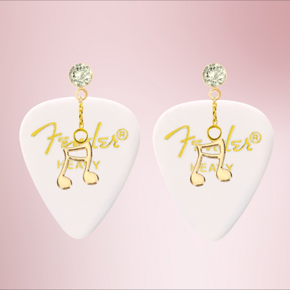 Fender Guitar Pick Earrings With Music Charms