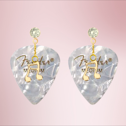 Fender Guitar Pick Earrings With Music Charms