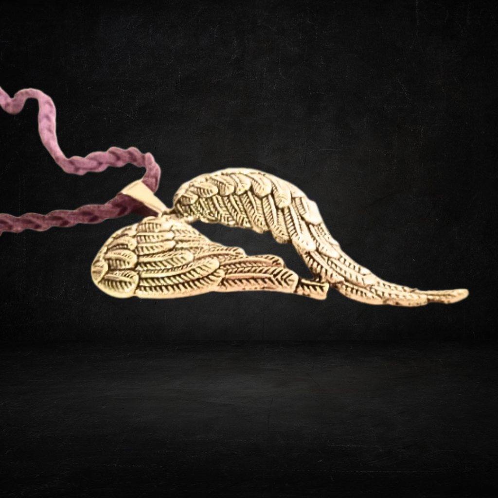 Fallen Angel Wings Faux Suede Necklace