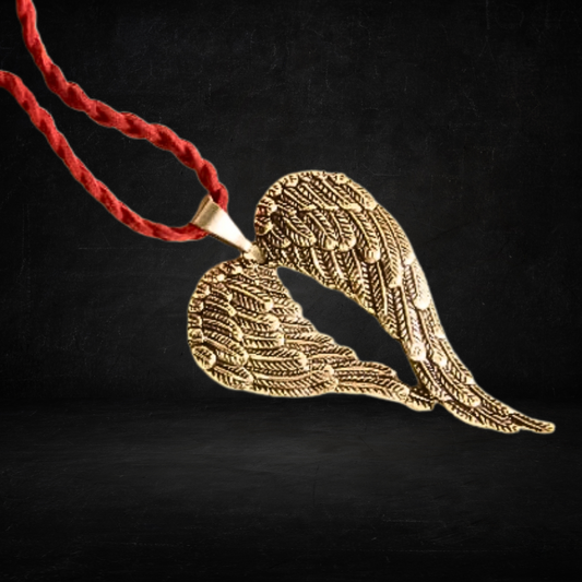 Fallen Angel Wings Faux Suede Necklace