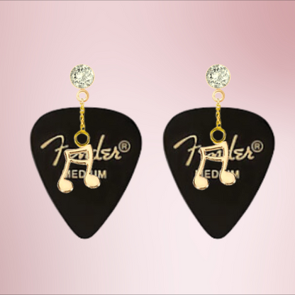 Fender Guitar Pick Earrings With Music Charms