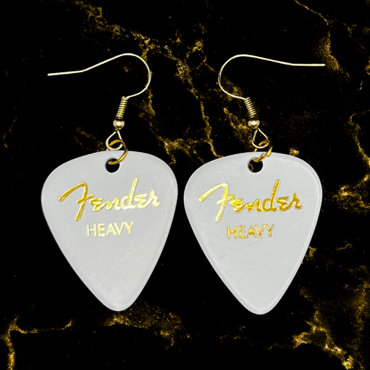 Fender White Pearl Guitar Pick Earrings