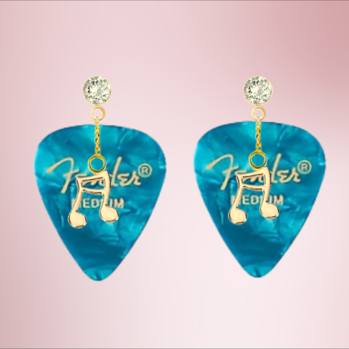 Fender Guitar Pick Earrings With Music Charms