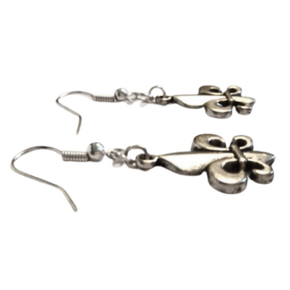 Fleur De Lis Antique Silver Earrings