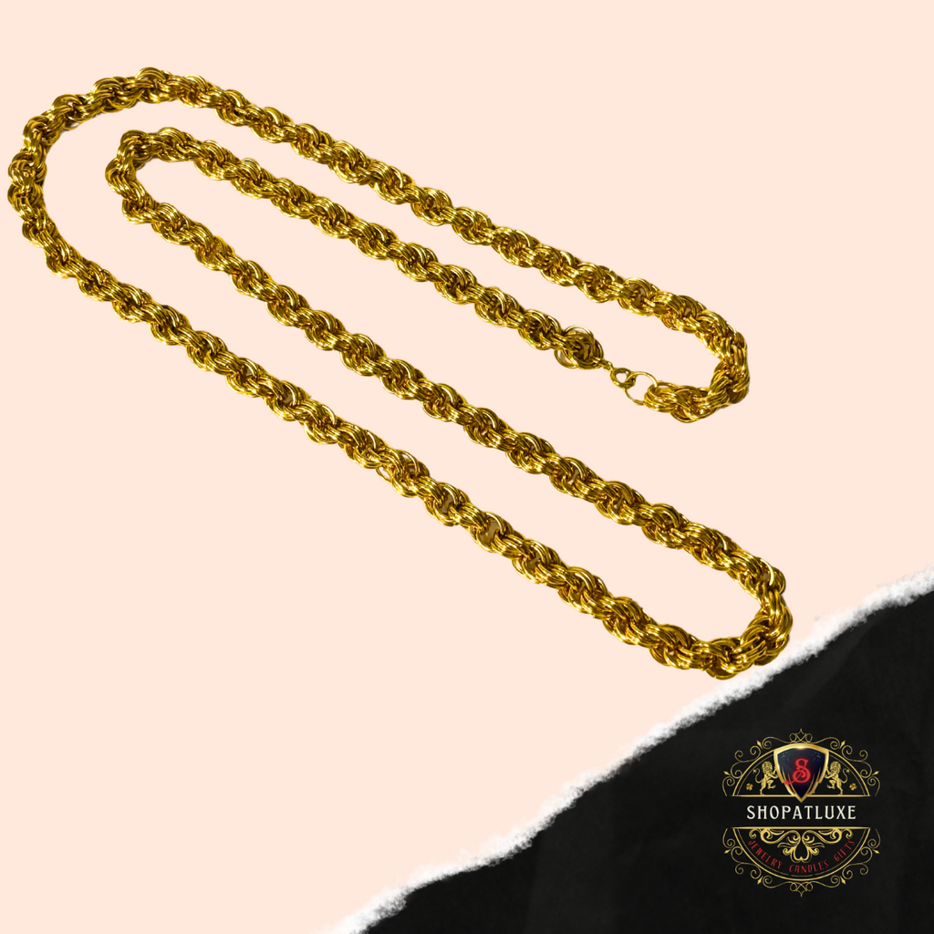 Mens 14k Gold Hand Woven Chain
