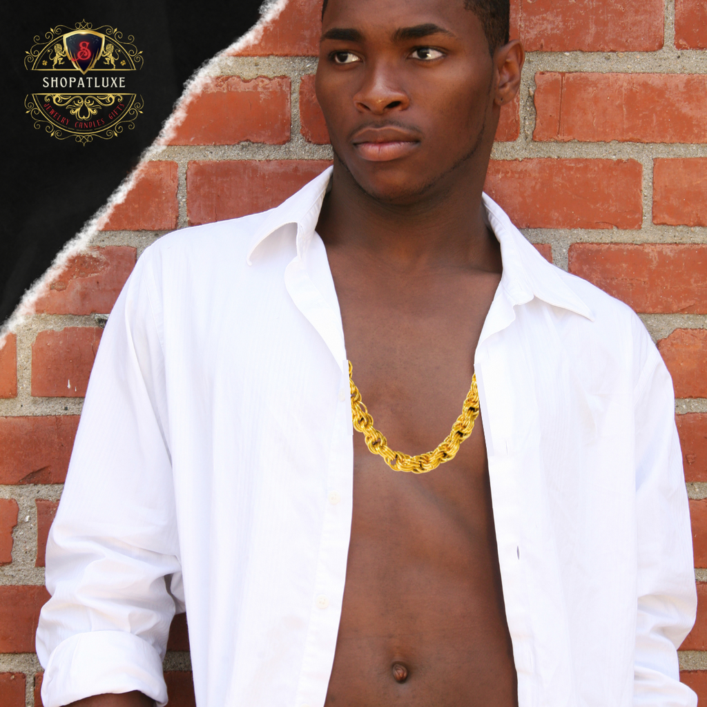 Mens 14k Gold Hand Woven Chain
