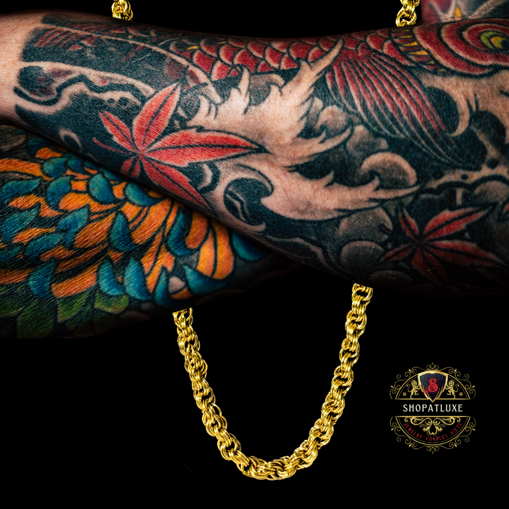 Mens 14k Gold Hand Woven Chain