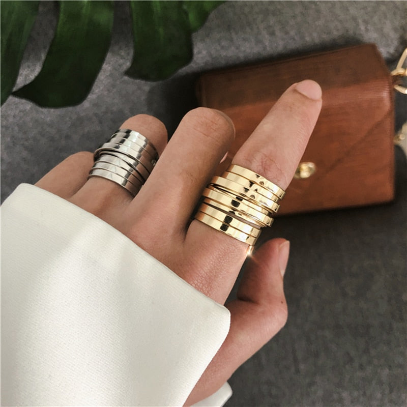 Multi layer Wide Ring For Women Girls Fashion Minimalist Medium-Sized Lady Rings Jewelry Accessories Wholesale Free Shipping