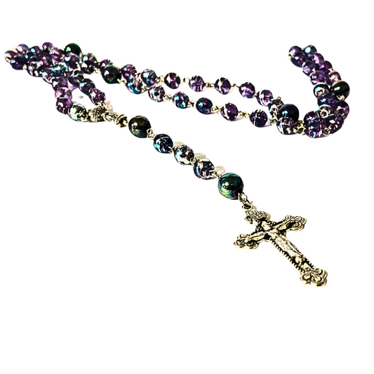 Holy Rosary In Iridescent Blue