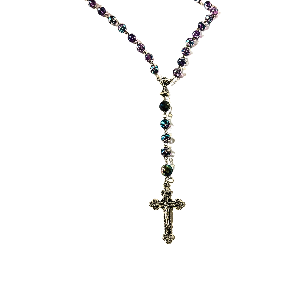 Holy Rosary In Iridescent Blue