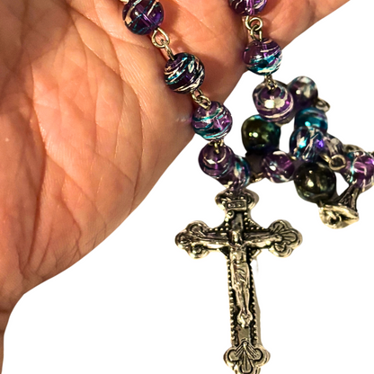 Holy Rosary In Iridescent Blue