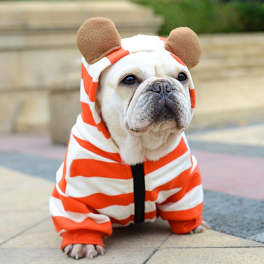 Pet Dog French Bulldog Clothes Orange Stripe with Zipper, Dog Clothes, Pet Costume Final Sale While Stocks Last