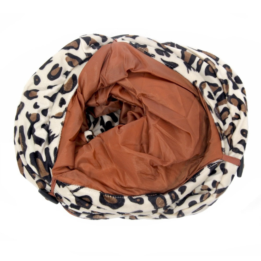Pet Play Tunnel Pet Cat Tunnel Leopard Print Crinkly 3 Ways Fun Tunnel Ball Kitten Play Toy Collapsible Rabbit Toys Cat Products