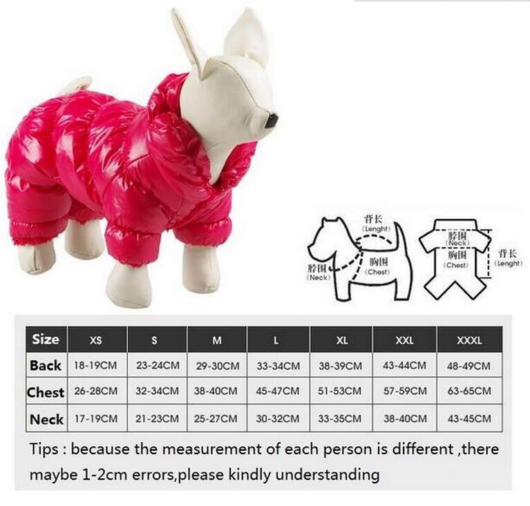 Warm Winter Dog Jumpsuit Coat Waterproof Pet Snowsuit 3 Color Fleece Pet Outfit Dog Clothes Black Pink Blue XS S M L XL 2XL 3XL