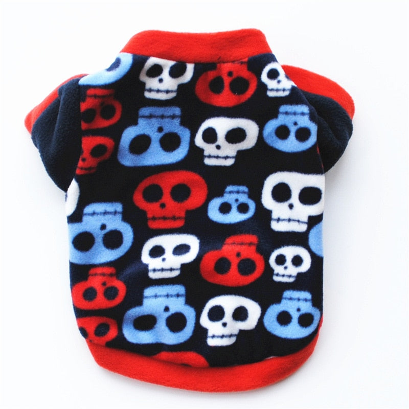 Warm Fleece Pet Dog Clothes Cute Skull Printed Pet Coat Puppy Dogs Shirt Jacket French Bulldog Pullover Camouflage Dog Clothing