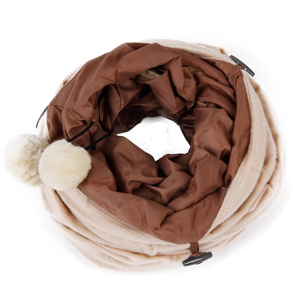 PAWZRoad Cat Tunnel 120cm Long Suede Comfortable Fabrics Adjustable Shape 2 Holes Collapsible With Ball  Puppy Rabbit Pet Toys
