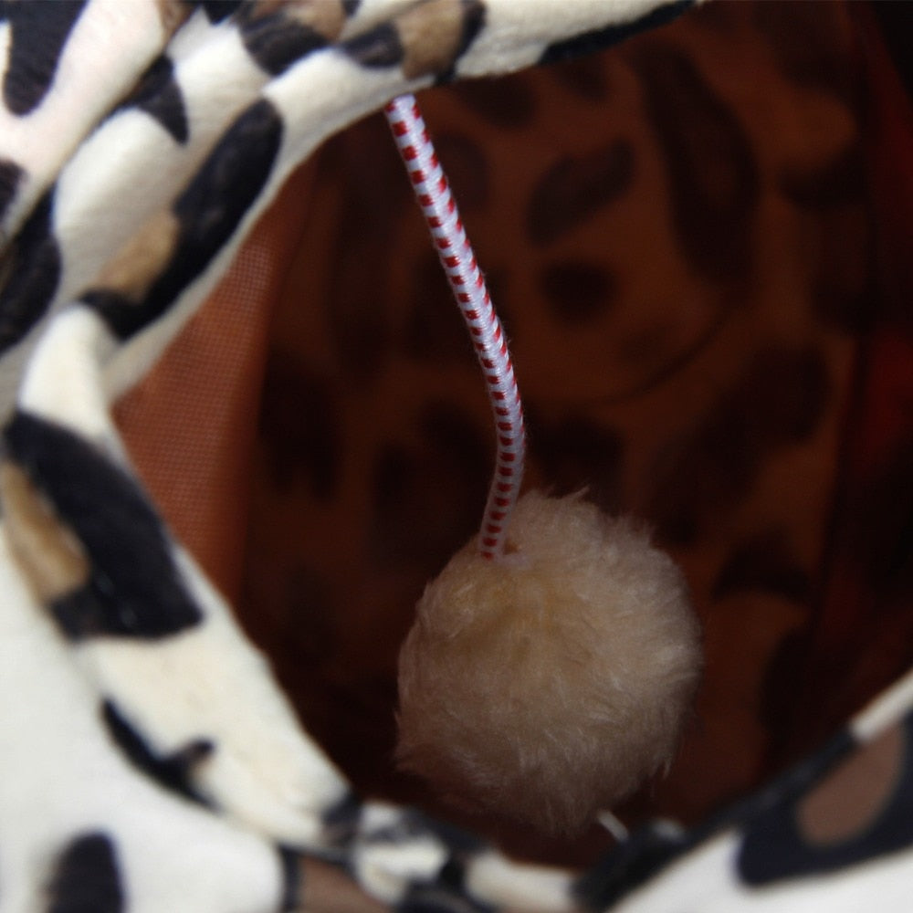 Pet Play Tunnel Pet Cat Tunnel Leopard Print Crinkly 3 Ways Fun Tunnel Ball Kitten Play Toy Collapsible Rabbit Toys Cat Products