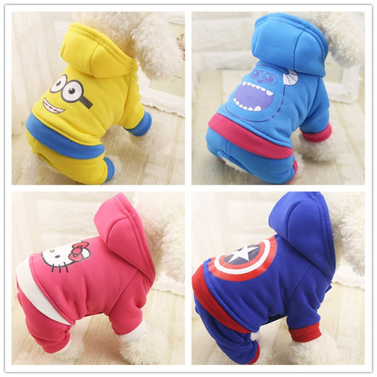 New Dog Hoodies Warm Winter Dog Clothes Fleece 4 legs Dogs Costume Cute Pet Coat Jacket Cartoon Jumpsuit Clothing for Puppy Dogs