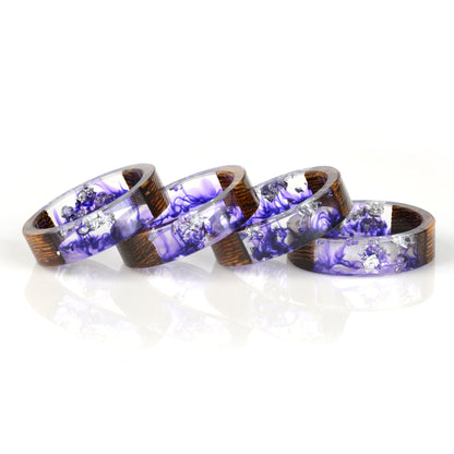 Wood Resin Ring Transparent Epoxy Resin Ring Fashion Handmade Dried Flower Wedding Jewelry Love Ring for Women 2019 New Design