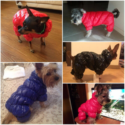 Warm Winter Dog Jumpsuit Coat Waterproof Pet Snowsuit 3 Color Fleece Pet Outfit Dog Clothes Black Pink Blue XS S M L XL 2XL 3XL