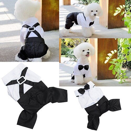 Hot! Pet Dog Cat Clothes Prince Tuxedo Bow Tie Suit Puppy Costume Jumpsuit Coat S-XXL 456fwr32 Dog Clothes Suit for dogs