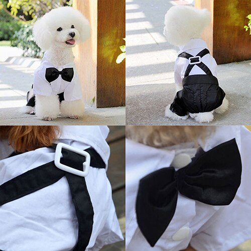 Hot! Pet Dog Cat Clothes Prince Tuxedo Bow Tie Suit Puppy Costume Jumpsuit Coat S-XXL 456fwr32 Dog Clothes Suit for dogs