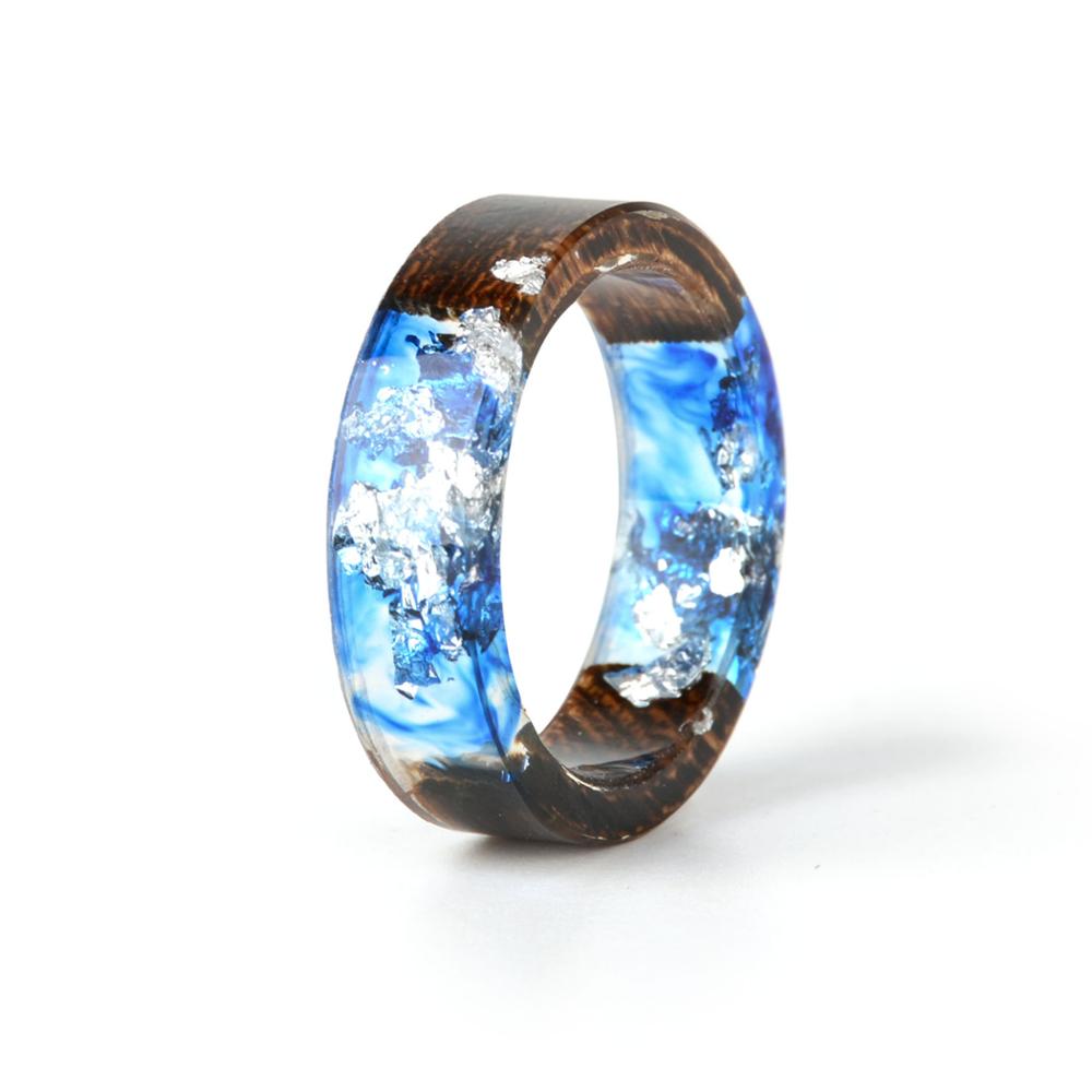 Wood Resin Ring Transparent Epoxy Resin Ring Fashion Handmade Dried Flower Wedding Jewelry Love Ring for Women 2019 New Design