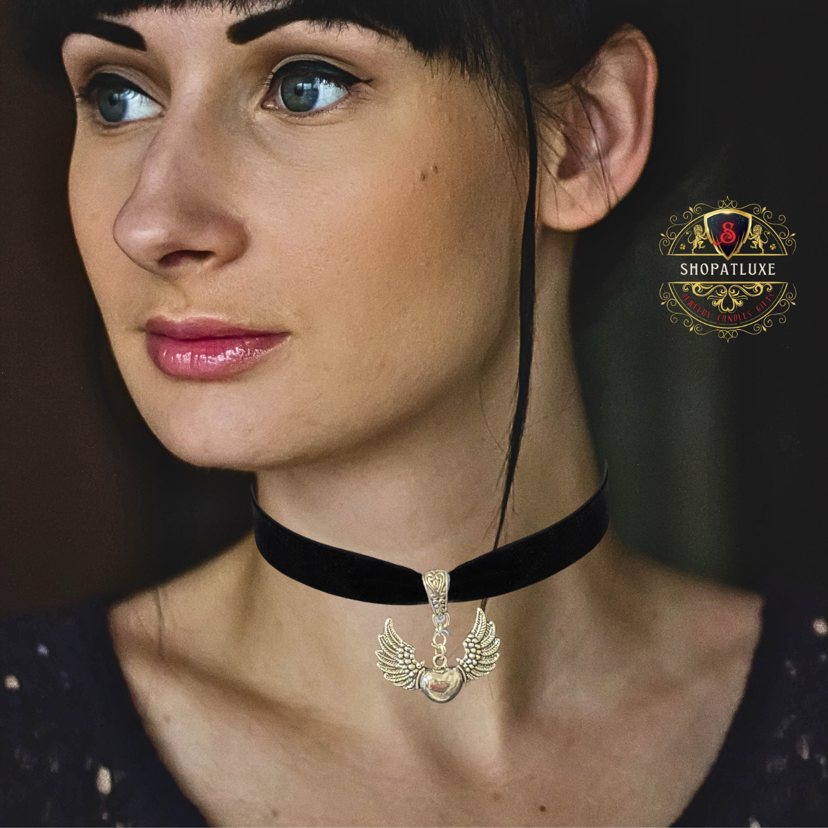 Wings Of Love Soft Velvet Choker Necklace